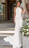 Sexy Mermaid Simple Wedding Dress 2020 Ivory Stain Wedding Gowns Elegant Backless Bride Dress Vestido De Noiva