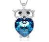 Fashion-European och American Owl 925 Sterling Silver Halsband med Swarovski Crystal Pendant