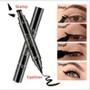 Eyeliner ad ala con timbro di design a doppia intestazione Nero spesso e penna eyeliner alla moda ad asciugatura rapida Strumenti per il trucco degli occhi