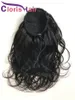 Ponytail hårförlängningar Peruvian Remy Body Wave Mänskliga hårdragning Ponytails med Clip In On för Black Women Billiga Vågig Naturvetenskap