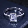 Großhandel Neue Heiße Verkauf Luxus Schmuck 925 Sterling Silber Prinzessin Cut Weiß Topas CZ Diamant Party Frauen Hochzeit Verlobung braut Ring Set