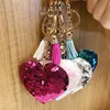 Lindo llavero brillo lentejuelas corazón llavero Mujer Llaveros Mujer bolsa de coche accesorios llavero joyería Sleutelhanger