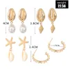 Mode Statement Shell Conch Stud Oorbellen Set voor Vrouwen Vintage Oorbellen Bruiloft Bruids Fransed Sieraden Gift 4 Paren