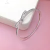 Nova chegada 925 Silver Sterling Bow Bangle Bracelet Box Original para Pandora CZ Diamond Women Weddnig Gift Jewelry Bracelet Set