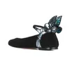 Sophia Webster Butterfly Wings Flats Round Toe Flats Black Suede en cuir Ballet Ballet Angers Chaussures Robe Flats Chaussures 6022746