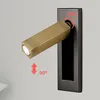 Topoch SCONCE wandlampen 3W LED LAMP Borstel Zwart Vs Bronze Licht aan/uit Zodra Opens/Sluit de kop van de kop links/rechts/voorwaarts verzonken leesspotlight