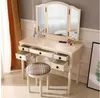 Fashion Free shipping Wholesales HOT Sales Dresser Three-Fold Square Mirror Drawers Roman Column Table/Stool