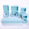 Fashion Jewelry Boxes sky blue Velvet Ring Earrings pendant Necklace bracelet bangle Classic Show Luxury Octagonal Gift Case Box