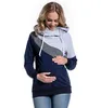 Plus Size Pregnancy Nursing Long Sleeves Maternity Clothes Hooded Breastfeeding Tops Patchwork Tshirt For Pregnant Women Y1905294208092