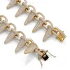 Мода-тяжелая мужская мужская кубинская цепь Choker ожерелье 18 мм золотой белый CZ кубический цирконий хип-хоп рэпер полный алмазные украшения подарки для парней