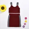 Baby kläder barn flickor stickade buttock wrap kjol kläder sätter sommar suspender kort topp täppt kjol passar boutique kläder b821