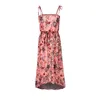 Mulheres Boho Sling Dress 5 Cores Lady Maxi Solto Sundress Floral Print Vestidos Mulheres Casual Backless Ruffle Vestido Assimétrico SX9483732