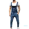 Partihandel-Fashion Mens Ripped Jeans Jumpsuits Street Distressed Hole Denim Bib Overaller för Man Suspender Byxor Storlek M-XXL