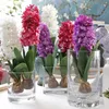 Hyacinth med glödlampa konstgjord blomma nyår födelsedagsfest silke blomma fotografi rekvisita för hembord dekoration