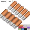 Großhandel Bulk 500pcs 2 GB USB -Flash -Laufwerke Rechteck -Flash Pen -Laufwerke Speichersticks Daumenspeicher für Computer MacBook LED -Anzeige u Festplatte