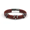 New Dragon Claw Genuine Double Leather Bracelets Fashion Cool Men Bracelet Jewelry Mens Stainless Steel Silver Bangles