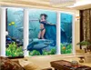 Foto personalizzata 3d Wallpaper 3D Shark Dolphin Underwater World Mermaid Coral Carta da parati tridimensionale con vista sul mare