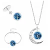 Collana albero della vita luna bracciale orecchini per donna cabochon in vetro ciondolo pianta ciondolo gioielli moda uomo set alla rinfusa