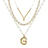 Wholedesigner ожерелье ювелирные изделия кулон позолоченное ожерелье 26 букв многослойные ожерелья женские колье с натуральным камнем7450614