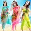 Bikini cover ups solskyddsmedel sjal mode strand blommig wraps sarong halsdukar sexiga pashmina badkläder beachwear kvinnor poncho strand handdukar b5114