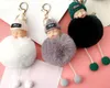 Sleeping Baby Keychains Fluffy Pompom Doll Key Chain Dream Baby Car Keyring Rabbit Hair Ball Bag Pendant Party Favor GGA3090