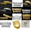 Mode-Real Shiny Real Gold Plate Top Bottom Grillz Bling Mond Tanden Caps Hip Hop Grills