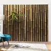 Custom Bamboo Stems and Leaves Oriental Nature Wood Natural Scenery Curtains For Living room Bedroom Bamboo Blackout Drapes Sets