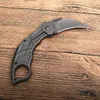 Offre spéciale Karambit couteau à griffes à lame pliante 440C lames revêtues de titane poignée en acier survie en plein air couteaux pliants tactiques