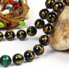 New Design Tibetan Jewelry Om Mani Padme Hum Stailess Steel Buddha Necklace with 8mm Natural Gold Words Black Onyx Stone Beads