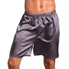 Men's Shorts Casual Loose Satin Silk Pijama Summer Sleepwear Soft Boxer Pajama Sexy Nightwear Underpants Pyjama Homme 7F1365