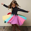 2020 Newest Baby Clothes Toddler Baby Girls Rainbow Dress Kids Cotton Long Sleeve Dresses Autumn Striped Casual Clothes 1-5T Kids Clothing