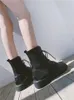 Vente chaude-bottines femmes PU cuir Vintage bottes printemps botte noir Locomotive Punk chaussures femme chaussons