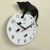 クォーツ時計猫の壁掛け時計アクリルミラーReloj Pared Horloge Needle Diy時計リビングルームの装飾モダンな時計3Dステッカー