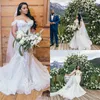 Grateful Plus Size Mermaid Wedding Dresses Off-shoulder Full Appliqued Lace Wedding Gown Backles Sweep Train Custom Made Vestidos De Novia