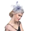 Kvinnor Net Hat Feather Hair Clip Kvinnor Cocktail Bröllopsfest Bridal Hat Race Party Hair Decor Wear