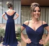 Robes de demoiselle d'honneur bleu marine foncé 2019 nouvelle ligne A en mousseline de soie été jardin de campagne formelle fête de mariage invité demoiselle d'honneur robes grande taille