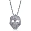 Fashion- 18K Gold & White Gold Plated CZ Cublic Zircon Skeleton Mask Pendant Chain Necklace Hip Hop Rapper Jewelry Gifts for Men & Women