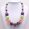 Bonito Dia Das Bruxas Menina Cor Miúdo Chunky Beads Colar Moda Presente de Halloween Chiclete Bead Chunky Colar de Jóias Para Crianças