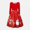 Winter Christmas New Year Festive Vintage Party Dress Ladies Hollow Out Long Sleeve Sexy Dress Women Elegant A Line Red Dress Y19012102