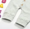 Baby Clothes Kids Striped Rompers Boys Girls Cotton Jumpsuits Infant Summer Casual Short Sleeve Buttons Bodysuits Onesies Climb Suit CYP571