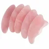 Jade Guasha Board Pink Natural Massage Stone Raschietto Gua Sha cinese per strumenti per la terapia della pressione di agopuntura del corpo della schiena del collo del viso