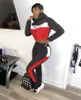 Femmes grande taille survêtement jogging costume sweat à capuche + pantalon 2 pièces ensemble décontracté patchwork survêtement automne hiver tissu tenues sportswear 2375