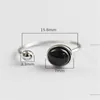 Neue Einfache Stil 925 Sterling Silber Runde Perlen Schwarz Achat Mond Stein Offene Größe Ringe Für Frauen Aussage Einstellbare Ring
