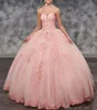 Lindo rosa quinceanera vestido de baile querida renda com miçangas 2022 vestidos de festa para meninas 15 anos2370