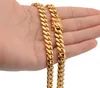 Rostfritt stålkedjor 18k guldpläterad högpolerad Miami kubansk länk halsband män punk 14mm trottoarkedja dubbel säkerhet lås 18inch6942184