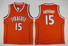 NCAA College Syracuse Orange University 15 Camerlo Anthony Maillots Hommes Basketball Orange Blanc Noir Équipe Couleur Respirant Top Qualité