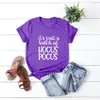 T-shirt à manches courtes pour femmes Hocus Pocus Lettre imprimer T-shirt en coton T-shirt ample, Casual Plus Size Pull Tops S-3XL