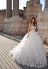 Elegant bollklänning bröllopsklänning strapless ärmlös applique bröllopsklänning sweep tåg brudklänningar