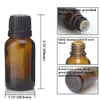24 x 15 ml Tomma Amber Glass Essential Oil Flaskor med Orifice Reducer Euro Dropper Tammer Event Keps för aromaterapi parfym