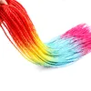 Senegalese Twist pelo trenzado sintético Ombre Rainbow Color 24 pulgadas 30 raíces trenzas de ganchillo Twist extensiones de cabello sintético